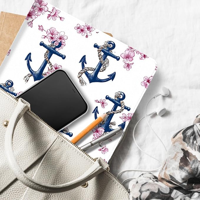 for Microsoft Surface Pro 7 Plus,Surface Pro 7/6/5/4 12.3" Tablet Case,Auto Wake/Sleep,Adjustable Stand Protective Cover - Anchor Floral