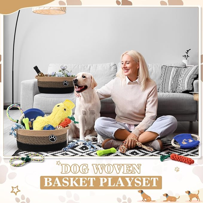 Zopeal Dog Toy Gift Basket Set for Puppy Birthday, Black