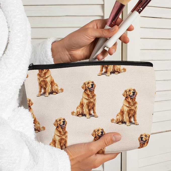 Golden Retriever Dog Makeup Bag, Golden Retriever Lovers Gifts Cosmetic Bag for Women, Dog Mom Lovers Owner Gifts for Women, Pet Lover Gift Zipper Travel Makeup Pouch for Purse