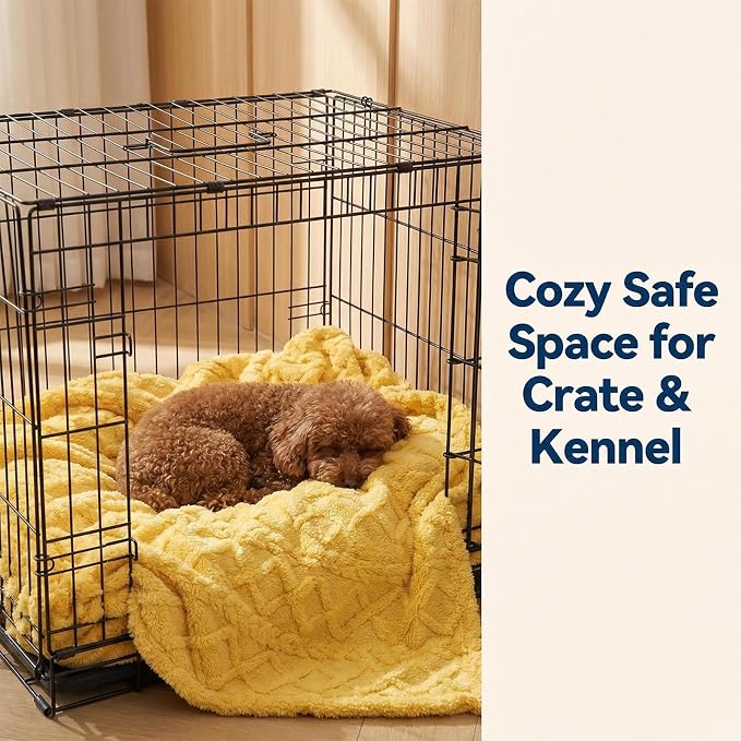 Emotional Support Blanket Yellow for Dogs, Soft Plush Polyester Dog Blanket with Cable Knit Pattern, Blanket for Couch, Bed, Crate, Car, Machine Washable (Pink, 150 * 200cm/59.05 * 78.74in)