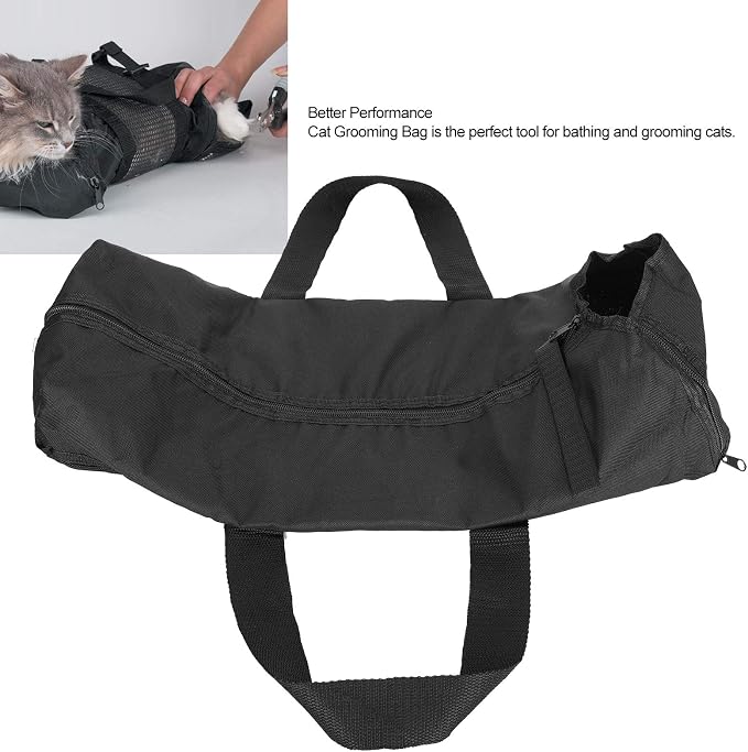 Cat Grooming Bag, Oxford Cloth No Scratching Pet Bathing Bag Portable Pet Nail Trimming Organizer with Mesh Panels for Water Flows Cat Bathing Nail Clipping Ear Cleaning