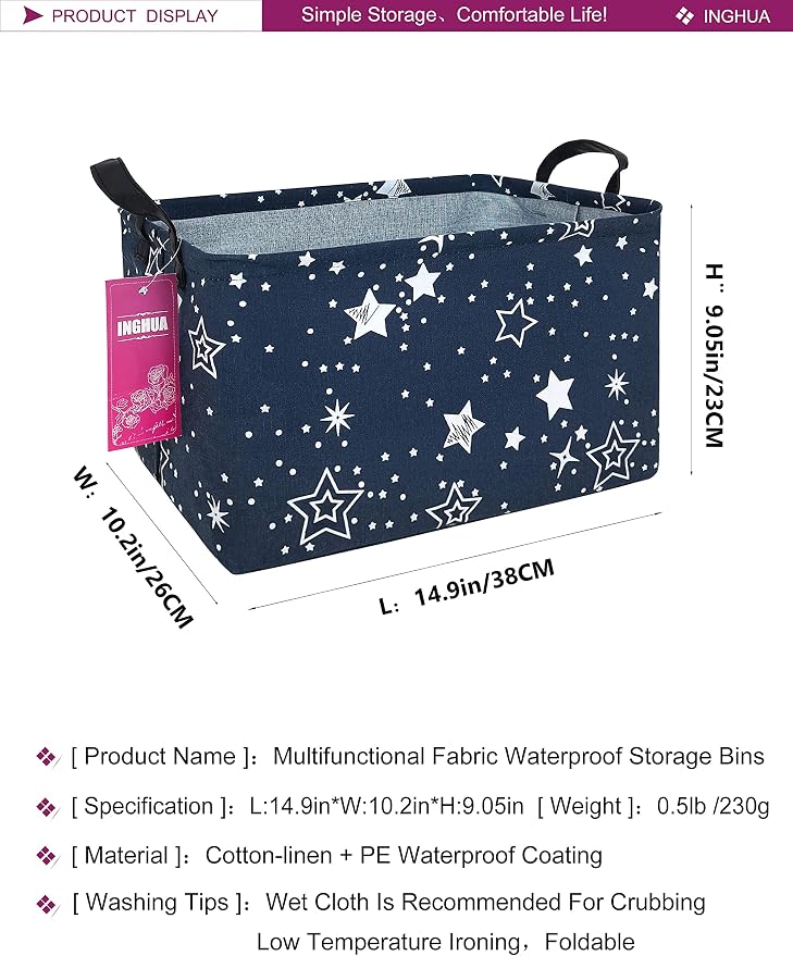 Rectangular Star Storage Basket | Gifts Bag for Toys,Books,Clothes,Gifts,Pets-Perfect for Home,Office,Nursery,Dorm,Shelf