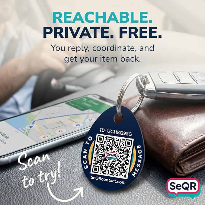 Smart Keychain Messaging Tags | Key Recovery Privacy QR Tags, 2-Pack | Lost Key Privacy Messaging | Customizable QR Smart Keychain Tags | Use as Owner ID with Samsung GPS Tile Tracker | No Fee