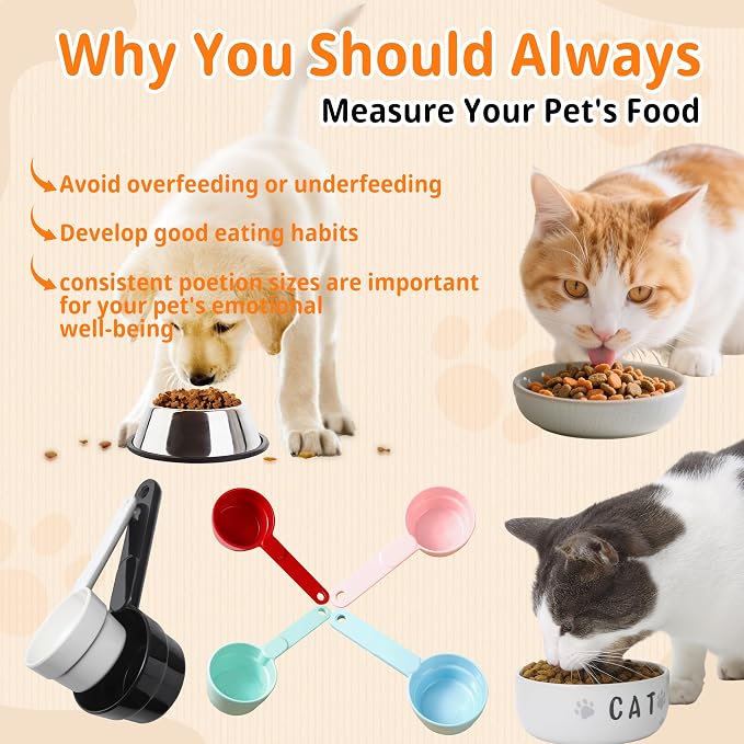 Joyinjojo Dog Food Scoop 1 Cup 1/2 Cup - Melamine Dog Food Measuring Cup, Pet Food Scoop for Dog Cat...Comfortable Long Handle for Easy to Scoop Food, Red 1 Cup