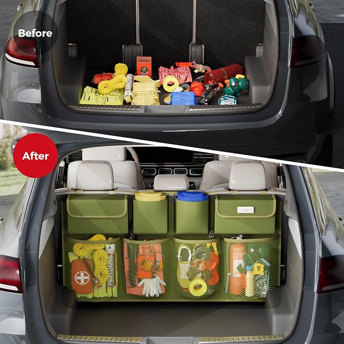 SURDOCA Car Trunk Organizer, LARGE CAPACITY(43 x 19 in) Car Storage Bag with 8 Pockets, 7X Upgraded Trunk Storage Organizer for Car, SUV, Truck, MPV