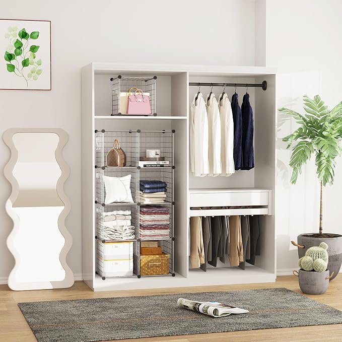 C&AHOME Wire Cube Storage, 9 - Cube Organizer Metal C Grids, Silver Gray | Modular Shelves Units, Closet Organizer, Storage Bins Shelving, Ideal for Home, Office, Living Room