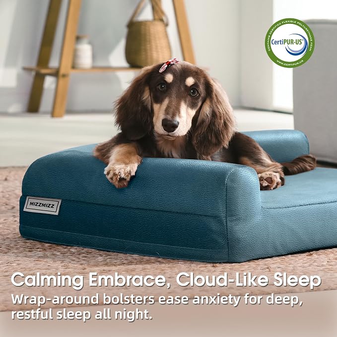 Gel Memory & High-Density Foam Orthopedic Dog Bed 28x19x6 Small | | Double Waterproof Cover | Machine Washable | Non-Slip Base | Fur-Resistant Tech Fabric