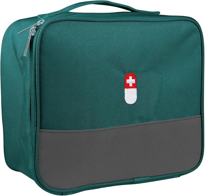 First Aid Bag, Empty Medical Supplies Organizer Bag Portable Trauma Kit for Home Office Kitchen Traveling Hiking Camping Backpacking Cycling, Green