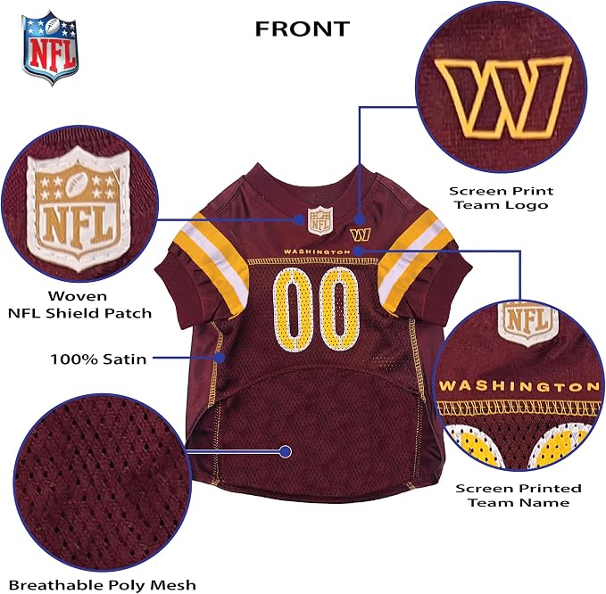 Pets First NFL NFC East Mesh Jersey for Dogs Large Washington Commanders