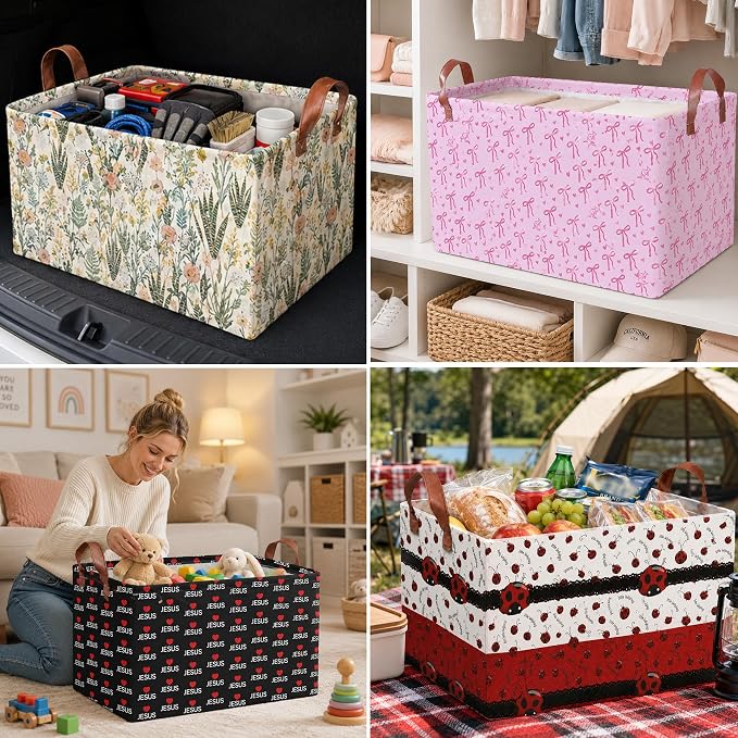 Mushroom Car Trunk Organizer 20L Fold Auto Storage Basket with Handles | Waterproof Reusable Shopping Grocery Bags for SUV Truck, Mushrooms Cars Boot Organizer Gifts for Women Men Drivers
