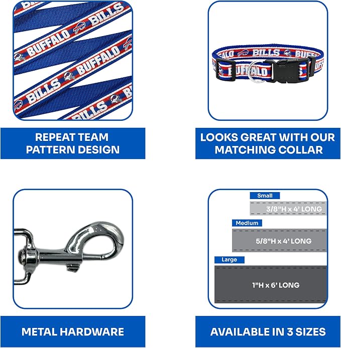 NFL PET Leash Buffalo Bills Dog Leash, Large Football Team Leash for Dogs & Cats. A Shiny & Colorful Cat Leash & Dog Leash Licensed by The NFL