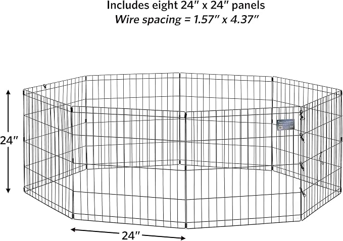 Midwest 24-Inch Exercise Pen, No Door, 16 Sq Ft Play Area | for Indoor and Outdoor Use, No Door Design for Maximum Security, Easy to Set Up, Foldable Playpen