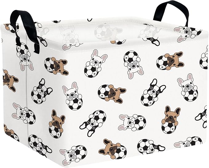 Large Dog Toy Basket Puppy Box Storage Bin (Brown Black) | Holder French Bulldog Stuff Organizer, Room Decor Gifts