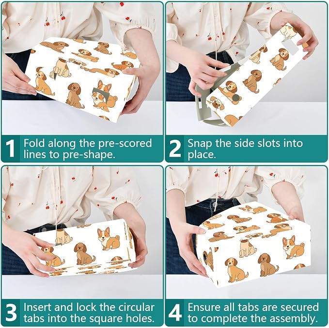 Emelivor Pets Dogs White Print Magazine Holder Set of 3 Desk File Organizer Foldable Vertical Folder Holder with Labels for Office Organization File Box for Home and Classroom