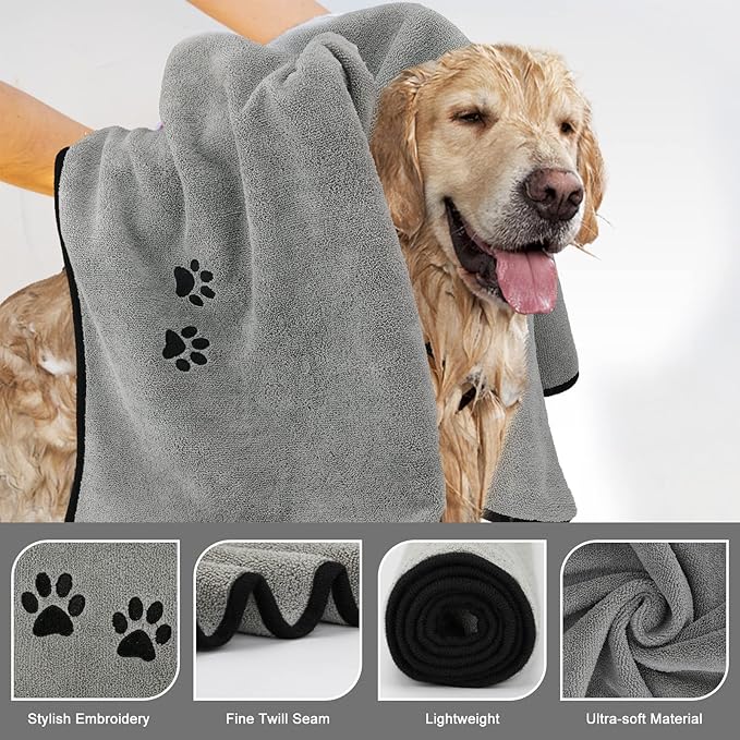 3Pieces Microfiber Pet Bath Towel Dog Towel.Dog Towel Soft Absorbent Drying for Small Medium Large Dogs and Cats with Great for Bathing and Grooming (35 x 20 Inch 3 Colors)