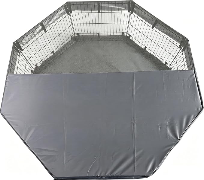 PJYuCien Puppy Playpen with Top Cover & Bottom Pad, 8 Panels 30" H, Gray | 24"W, Small Pet Safe Sanctuary, Foldable Octagonal Pen, Versatile, Indoor & Outdoor, Backyard Pasture, Protects Floors