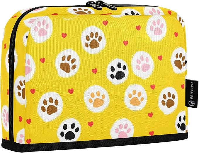 Aslsiy Large Capacity Pencil Case Cute Pet Paws on Yellow (1) Pencil Pouch for Boys Girls Portable Pen Bag Organizer Standing Makeup Bag for School Office Supplies