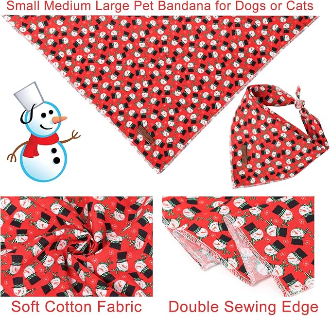Christmas Dog Bandana, Christmas Tree Triangle Bid Scarf for Small Medium Dogs, Red Cotton Pet Kerchief,Cute Winter Bandana for Girl Boy Puppys