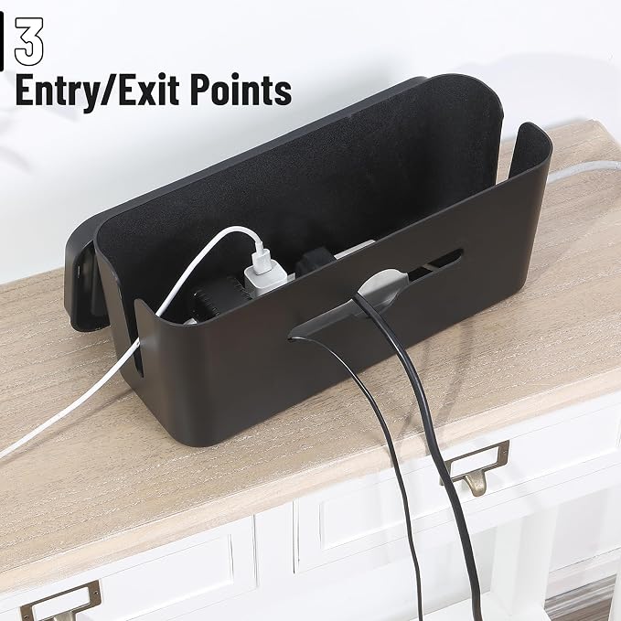Bates- Cable Management Box, Large, Cable Organizer Box, Cord Organizer Box, Cable Box Organizer, Cord Management Box, Cord Hider Box, Cord Box for Wires on Floor, Power Strip Cover Box Baby Proof