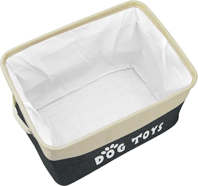 PET ARTIST Dog Toy Basket, Large Collapsible, Black, M: 15"x11"x9" | Dog Toy Bin Box, Comfortable Handles, Large Pet Toy Storage Organizer, For Accessories, Toys, Coat & Clothing, Blanket Leash