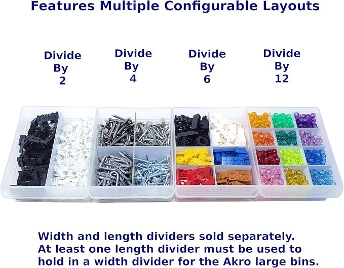 (24-Pack) Large Drawer Configurable Length Dividers compatible with Akro-Mils Plastic Storage Craft Cabinets, (Dividers Only)