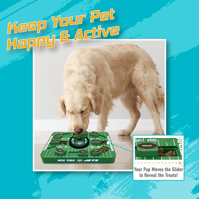 Pets First NFL New York Jets Large Puzzle Toy, Dog Puzzle Treat Toy, New Large Size, Interactive Dog Treat Toy, Dog Slow Feeding Toy
