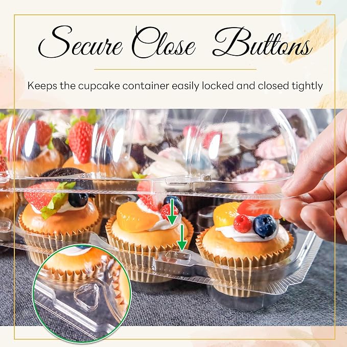 NPLUX 20Pack 12Count Cupcake Containers Clear Plastic Stackable Tall Lids | 20 Pack Hold 240 Cupcakes, Standard Size Clear BPA Free Plastic, Tall Dome Frosting Room, Stackable for Bakery Transport