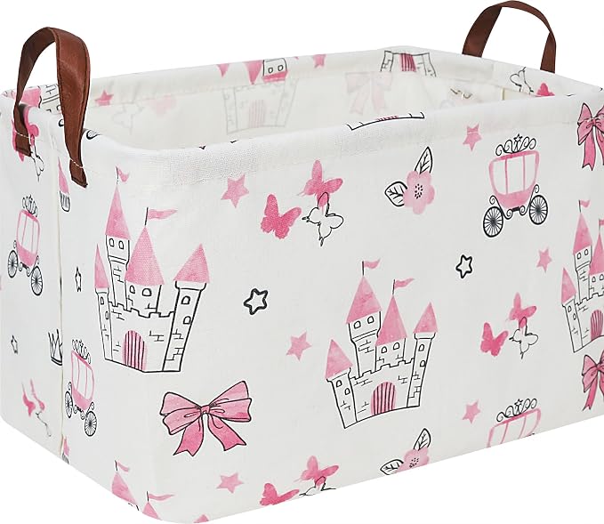 Rectangle Storage Basket,Collapsible Storage Bin,Books Box,Gift Basket(Pink Princess)