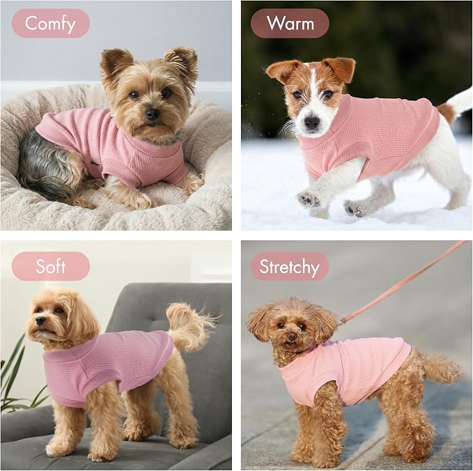 3 Pack Dog Shirt for Small Supplies Functional Waffle Dog Clothes Warm Soft Sweatshirt Outfit for Dogs Cats Pet Apparel