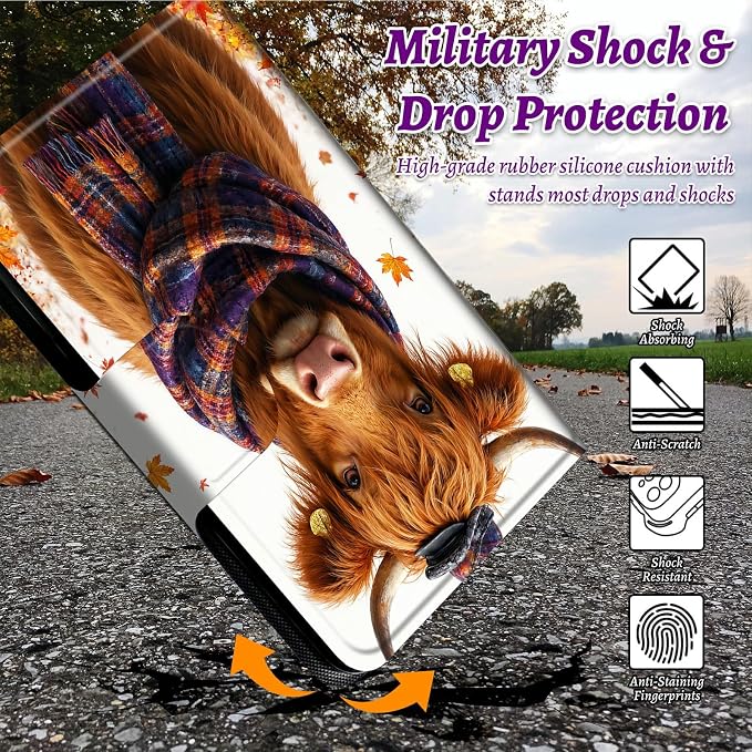 Rotating Handle Case for Samsung Galaxy Tab S6 Lite 10.4" 2024/2022/2020, 360 Degree Swivel Kickstand with Magnetic Closure Shockproof Leather Cover for Women Men, Scarf Yellow Bull