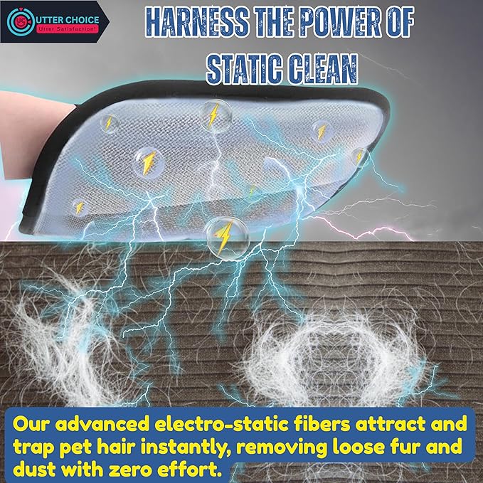 2 Pcs The Magic Brush Pet Hair Remover Glove for Dogs & Cats – Upgraded 2025 Reusable Pet Hair Remover Electrostatic Grooming Mitt | Magic Pet Hair Remover Glove for Clothing, Couch
