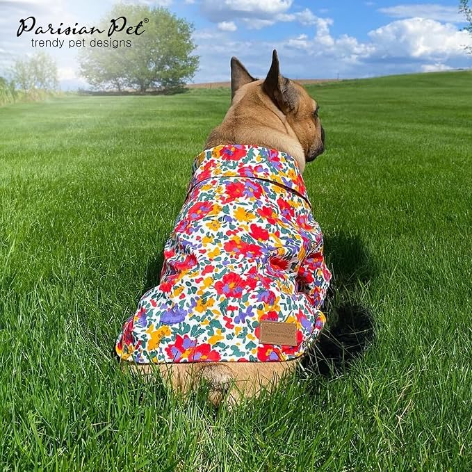 Parisian Pet Floral Dog Shirt - Cotton Clothes for Large Dogs - Stylish Dog Beach Outfit - Lightweight and Soft Puppy Clothes - Trendy Camp Tshirts for Dogs - Comfortable Summer Vacation Pet Apparel