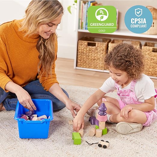 ECR4Kids Scoop Front Storage Bins, Multipurpose Organization, Blue, 10-Piece | Durable plastic, GREENGUARD Gold Certified, 1.2 gallon capacity, lightweight & nestable, built-in handle, classroom/home use