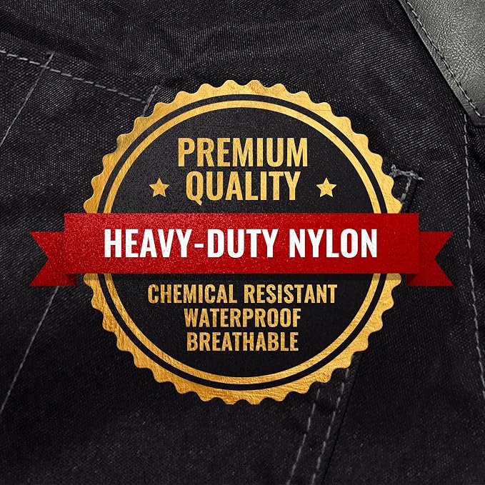 Under NY Sky Barber Apron, Cross-Back with Buckle, Zipped Pockets, Black | Oxford Canvas Resists Liquids, Chemicals, Ink, Dye. Quick-Release Buckle, Split-Leg, For Hair Stylist, Colorist, Barbers