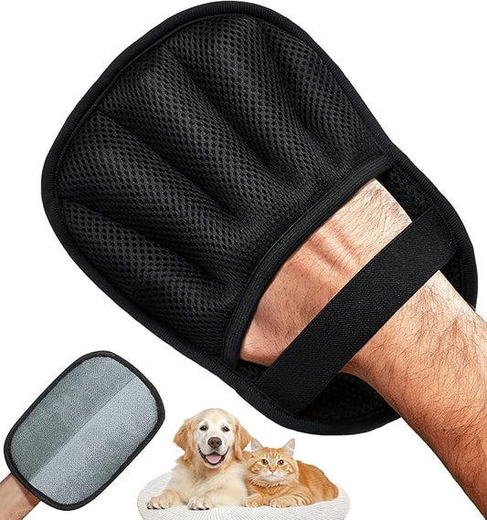Pet Hair Remover Glove for Couch, Furniture, Carpet, Car Seat & Clothes, Electrostatic Hair Removal Mitts, 5-Finger Design, Flexible Easy Grip, Gentle Grooming Glove for Shedding Dogs & Cats