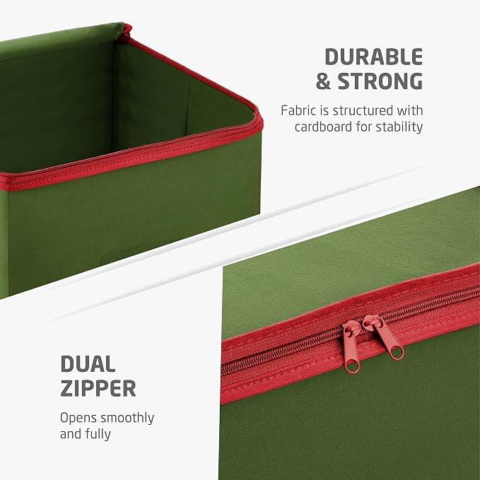 ZOBER Nutcracker Storage Containers - Ornament Christmas Figurine Storage Box - Christmas Village Containers Fits Up to 8 15-Inch Figurines & Xmas Decorations Accessories - Green