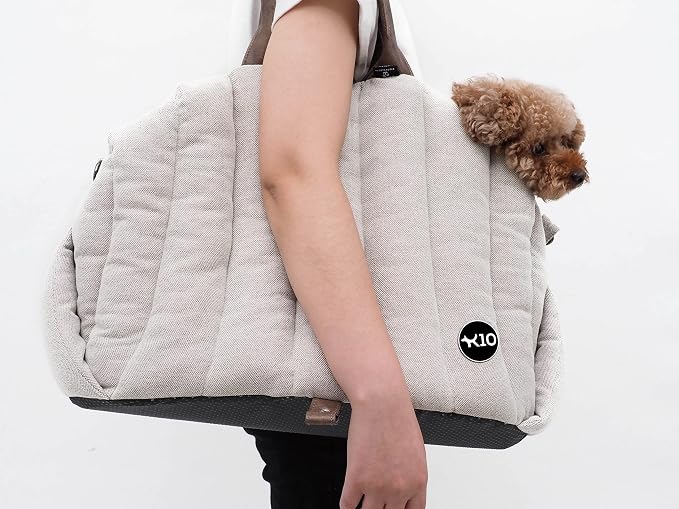 K10 Car-Go Tote - Dual Purpose Pet Tote and Dog Car Seat - Carry Your Dog or cat Safely with Harness Attachment - Attach the Bag to a seat to use as a Pet Carrier (Oatmeal Beige)
