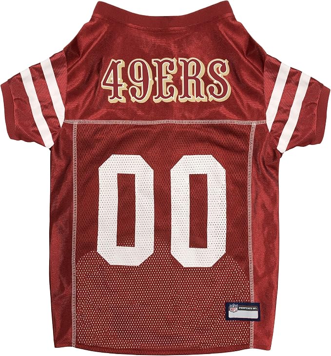 Pets First NFL San Francisco 49ers Dog Jersey, Size X-Small, Football Shirt Costume for Pet, Dog Sports T-Shirt, NFL Team Clothing for Cats, Licensed Pet Apparel Available in 7 Sizes and 32 Teams