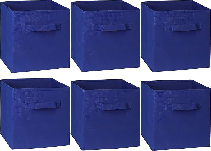 Simple Houseware 11-Inch Foldable Cube Storage Bins, Dark Blue, 6-Pack | Lightweight & Durable Structure Fabric Cubes Organizer for Closet or Shelves