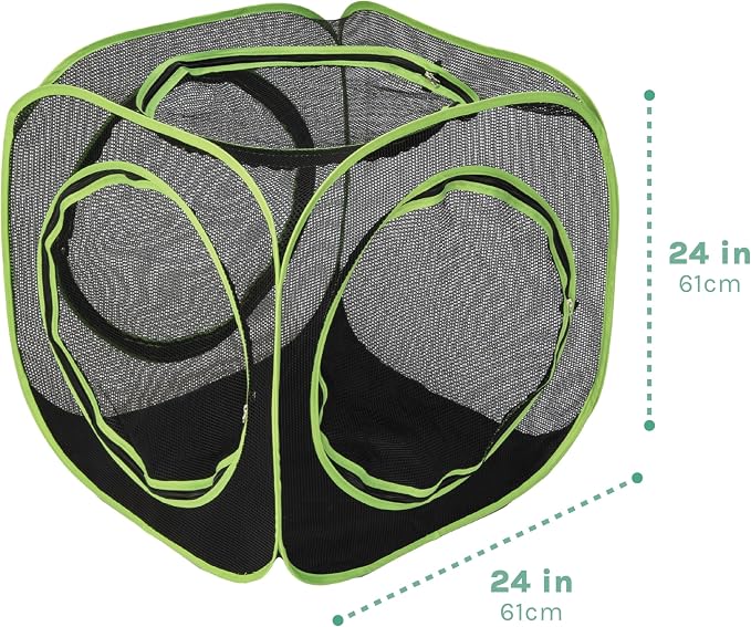 Kitty City Large Outdoor Cat Play Cube, Mesh Pop-Up Cat Enclosure for Indoor & Outdoor Use, Expandable Modular Cat Playpen with Zippered Access - Green