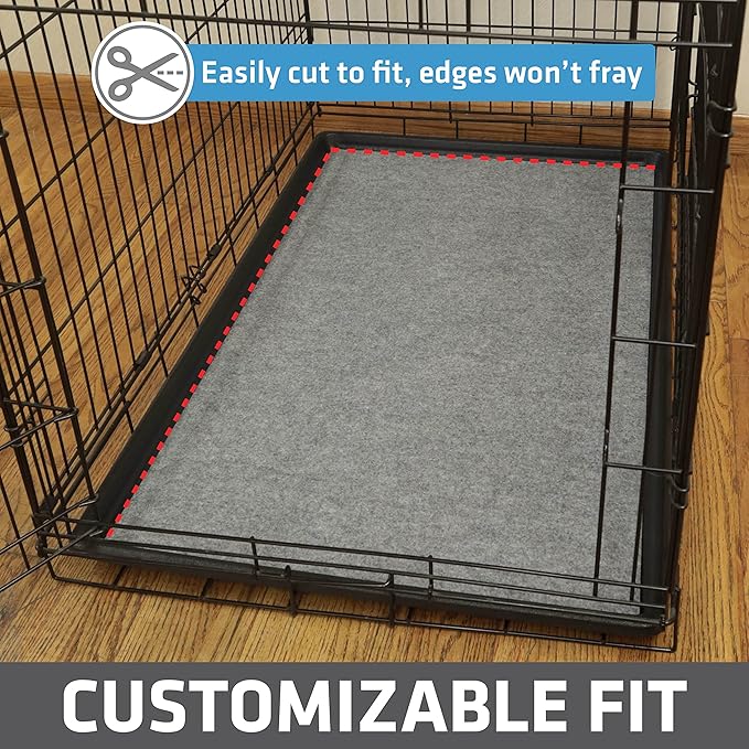 Drymate Dog Crate Mat Liner, Absorbs Urine, Waterproof, Non-Slip, Washable Puppy Pee Pad for Kennel Training - Use Under Pet Cage to Protect Floors, Thin Cut to Fit Design (USA Made) (LGrey)(29"x48")