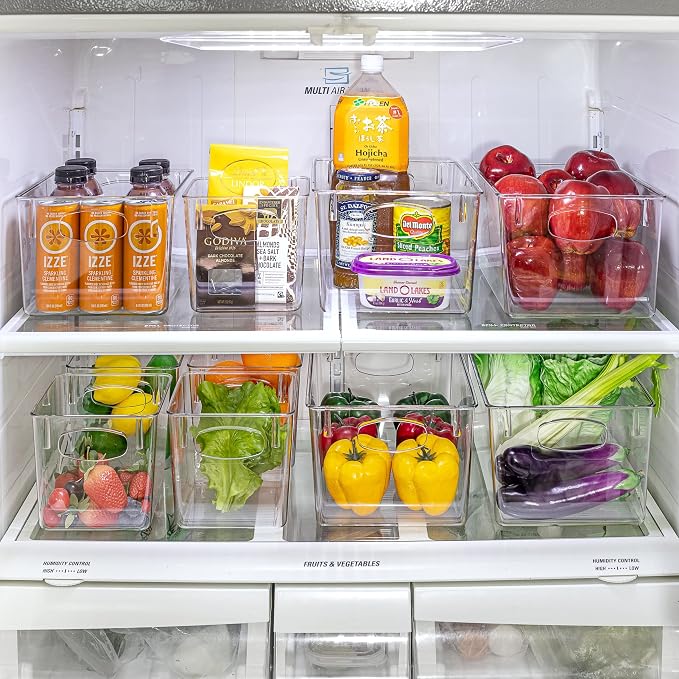 Sorbus Fridge Organizers and Storage, Clear Plastic Bins (Small, 8 Pack)