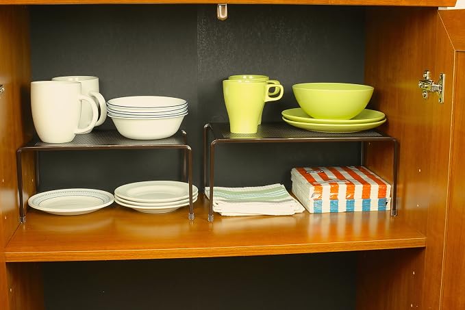 Deco Brothers Expandable Cabinet Shelf Organizer for Kitchen & Counter | Bronze