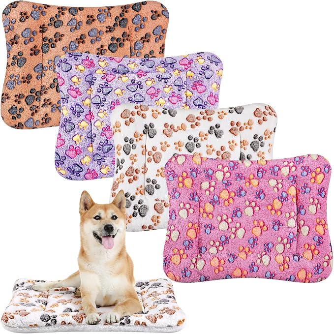 4 Pack Soft Pet Bed Mat Small Dog Crate Fleece | Tuanse Soft Pet Beds Mat Small Dog Crate Fleece,30 X 22 Inches,Vivid Color