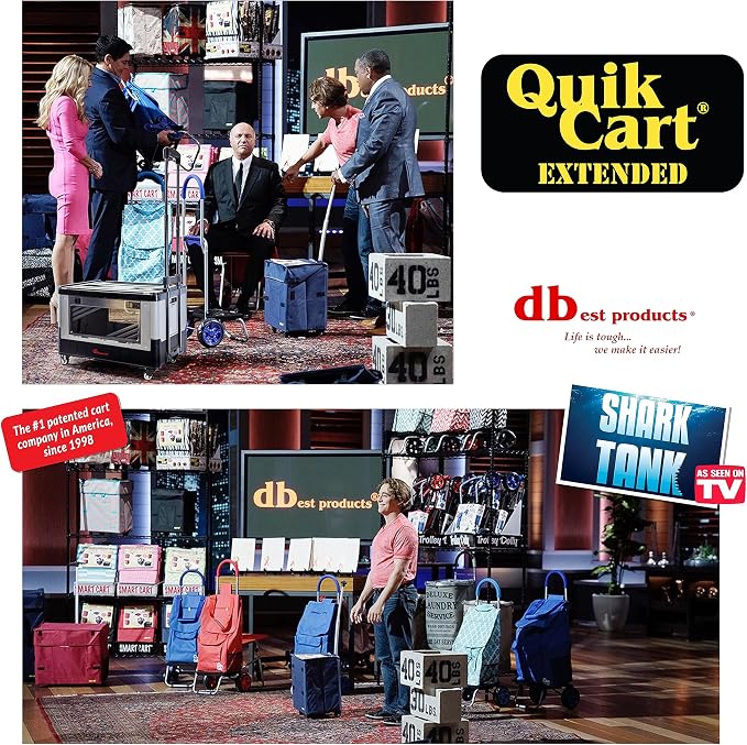 dbest Products Quik Cart Extended Collapsible Rolling Crate - Gray & Black | with Wheels, Dual Side Doors, Two-Position Handle, 360 Spinner Wheels, Foldable Utility Basket Cart with Seat, 80 lbs