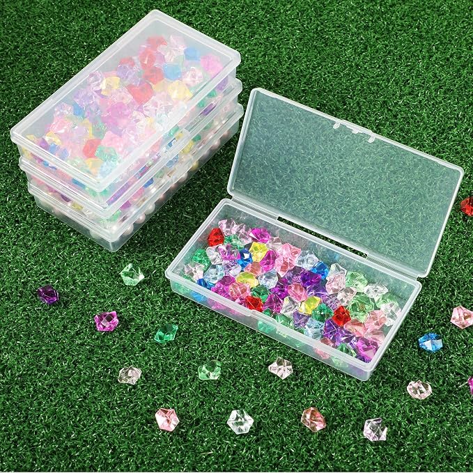 SATINIOR 24 Packs Small Clear Plastic Beads Storage Containers Box with Hinged Lid for Storage of Small Items, Crafts, Jewelry, Hardware(4.8 x 2.4 x 0.9 in)