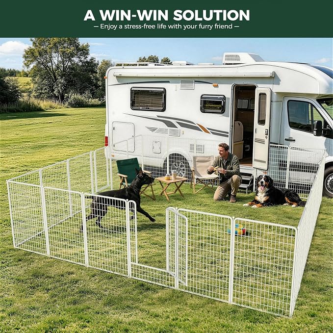 FXW Rollick Dog Playpen, Indoor, Yard & RV Camping, 50"H, 32 Panels | Easy setup, Heavy-duty, DIY layouts, for Ultra Large Dogs, Patented