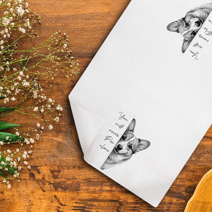 Corgi Dog Hand Towels for Bathroom Decor,Corgi Gifts for Corgi Lovers,Black and White Dog Decorative Hand Towels for Washroom Restroom,16x24 Inch