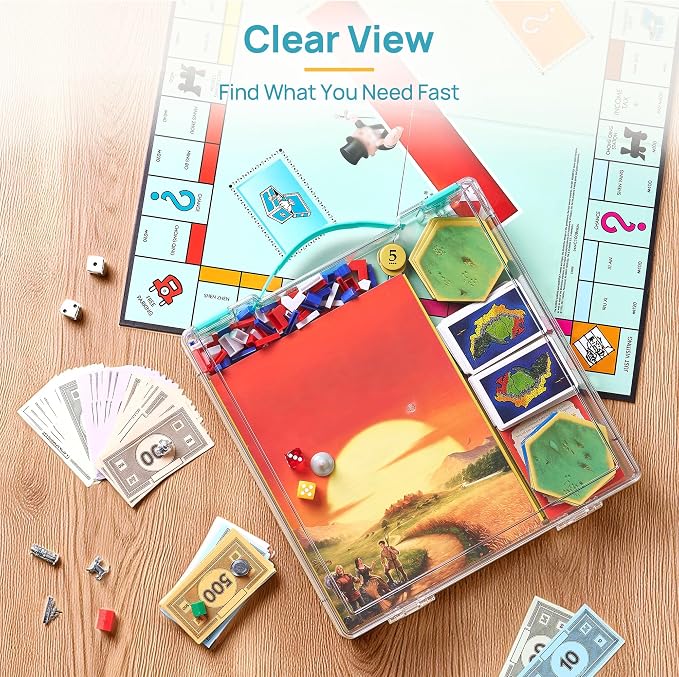 Vtopmart 3 Pack Board Game Storage with Handle and Snap-Tight Latch Lid | Clear Craft Organizer Fit 12" x 12" Papers, Stackable Storage Box for Scrapbook Storage, Art Supply Storage, Puzzle Storage