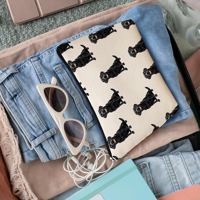 Black Labrador Retriever Dog Makeup Bag, Labrador Retriever Lovers Gifts Cosmetic Bag for Women, Dog Mom Lovers Owner Gifts for Women, Pet Lover Gift Zipper Travel Makeup Pouch for Purse